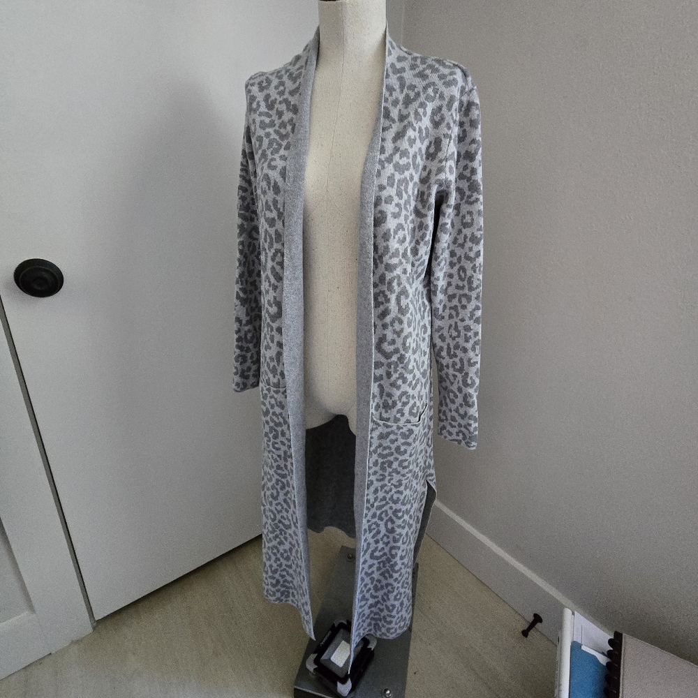 Ashley By 26 International Gray Animal Print Cardigan